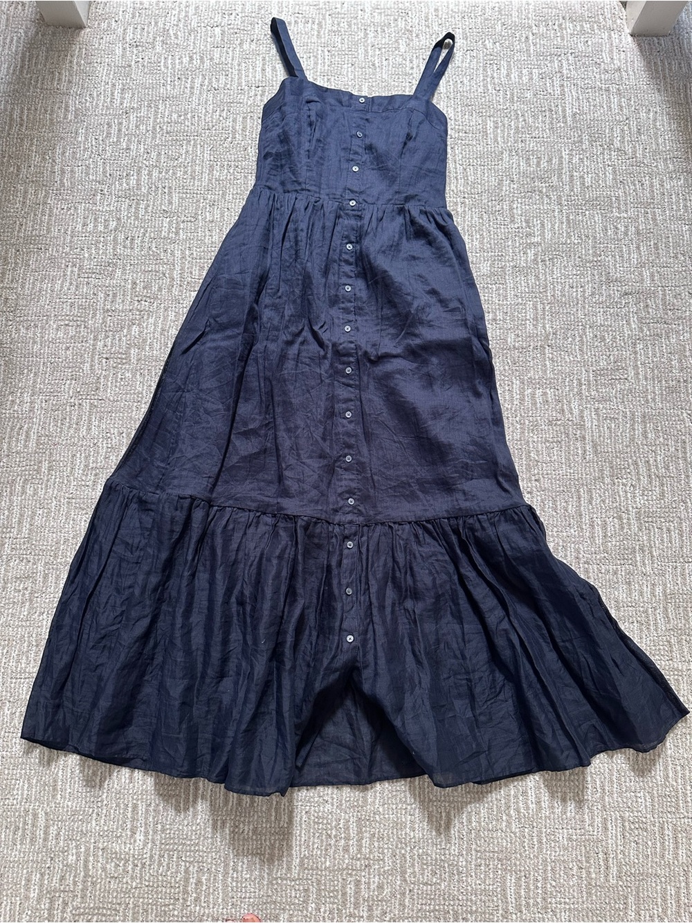 Banana Republic Navy button front Smocked Maxi Dress